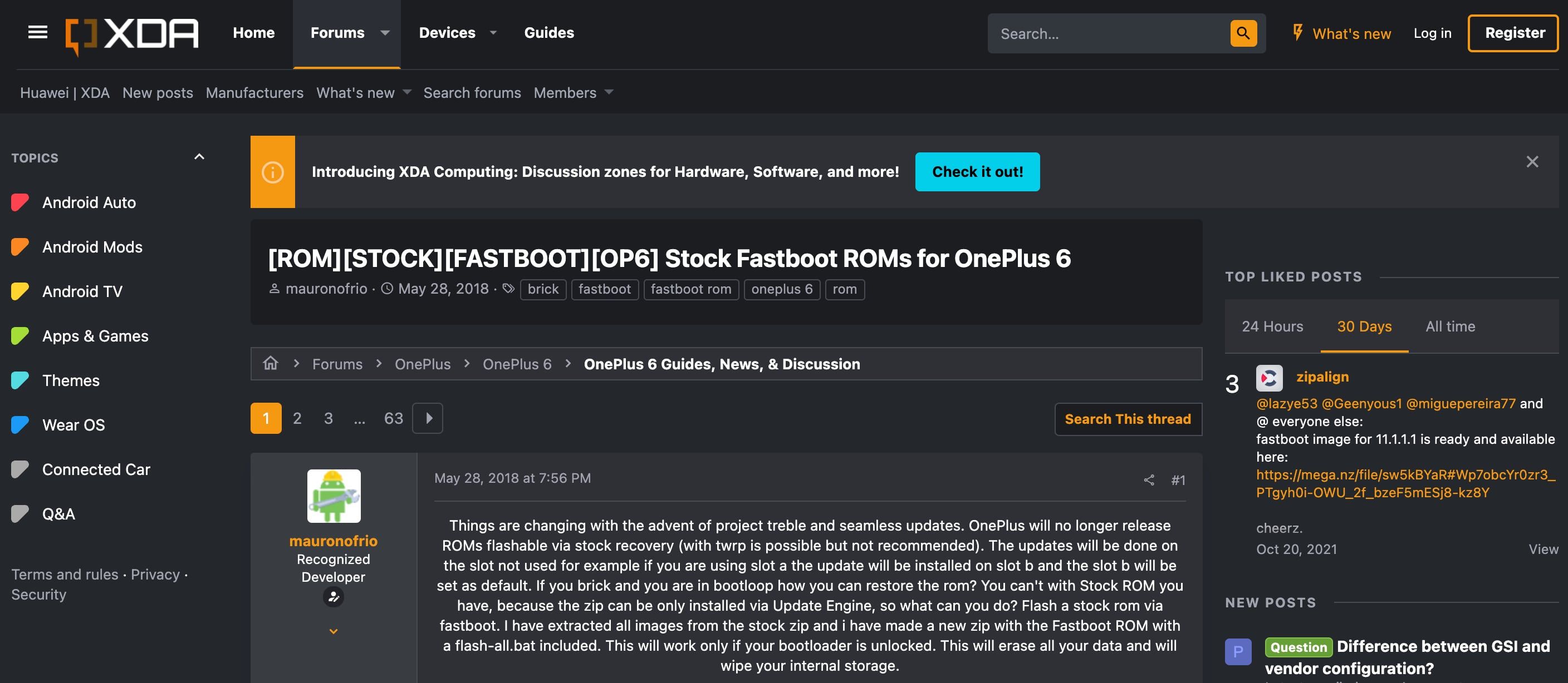 Форум XDA Developers со списком стоковых прошивок