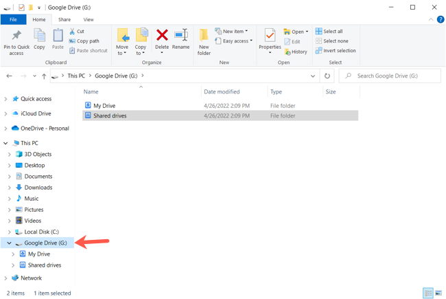 Google Drive в Проводнике Windows