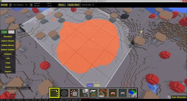 Замена блоков: вода на лаву