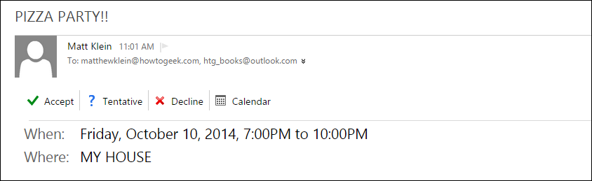 Опции ответа и приглашения в Outlook 2013