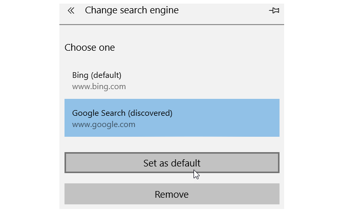 параметры Microsoft Edge для смены поисковой системы