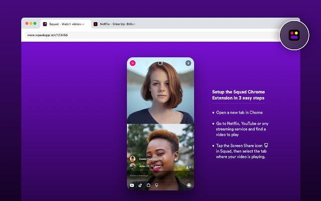 Видеозвонок Squad на экране