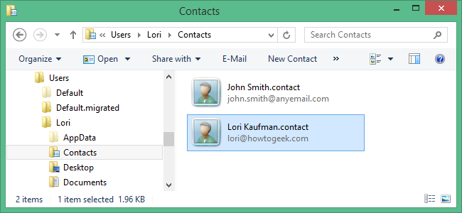 Импорт и экспорт контактов в Windows Contacts