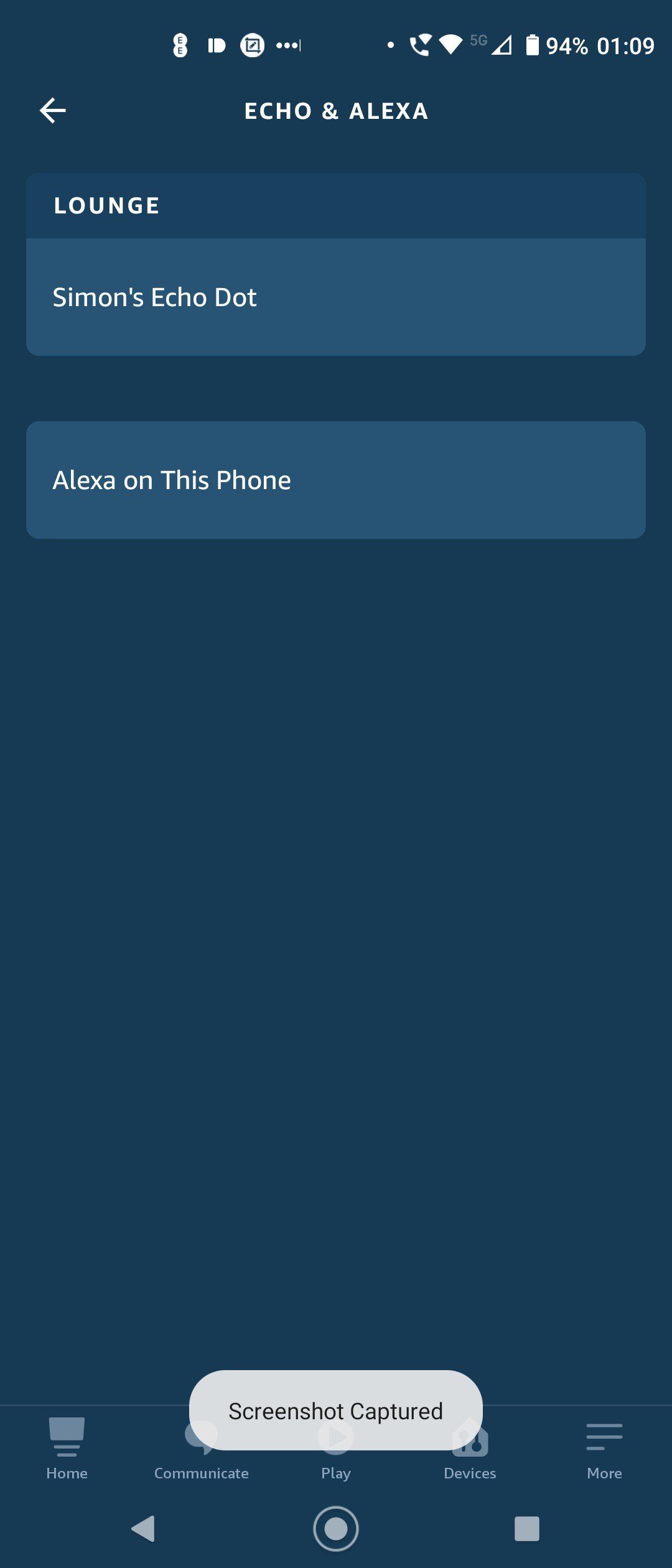 Выбор конкретного устройства Echo в приложении