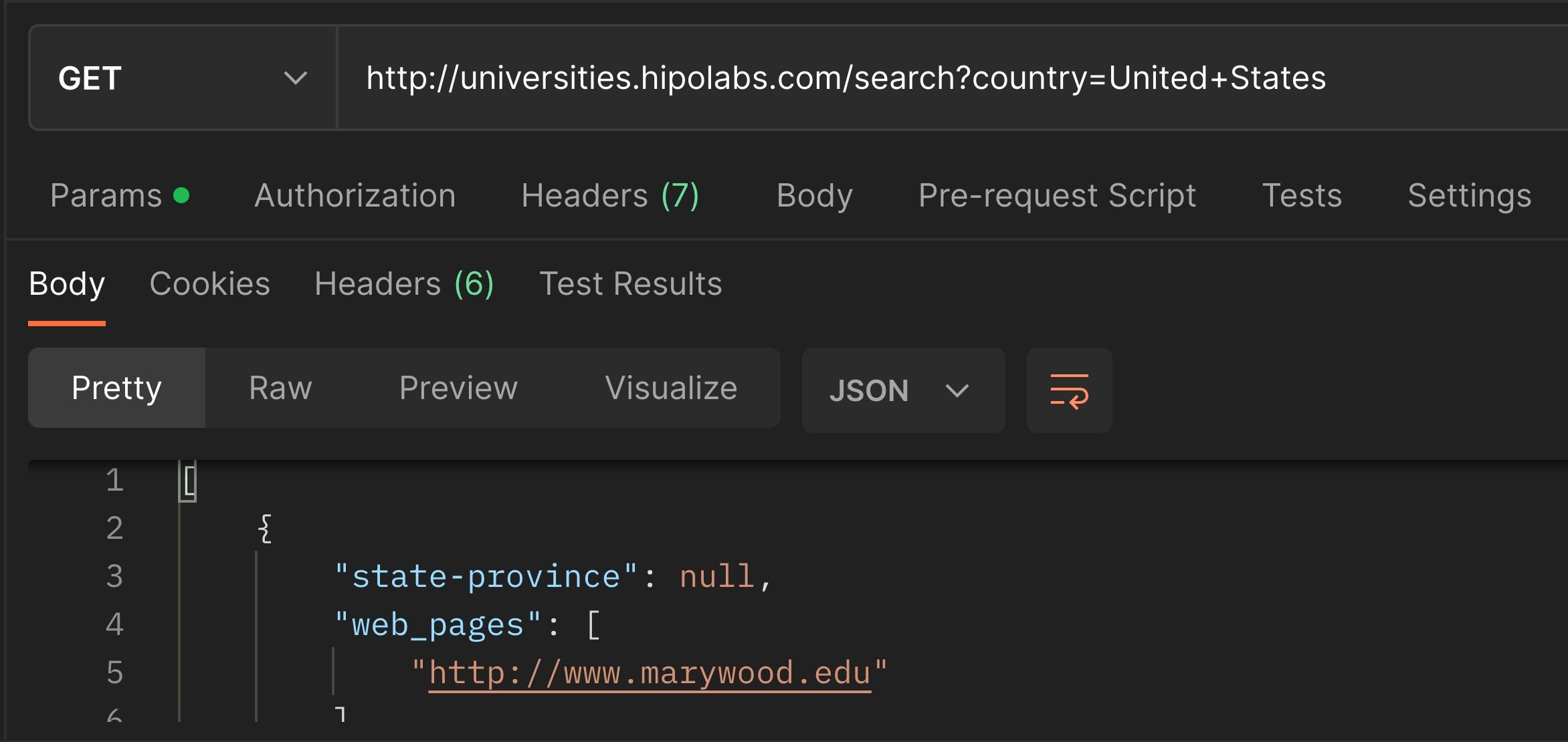 Результат отправки GET-запроса