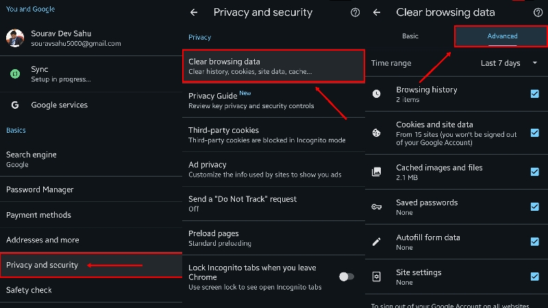 advanced settings in chrome on mobile
