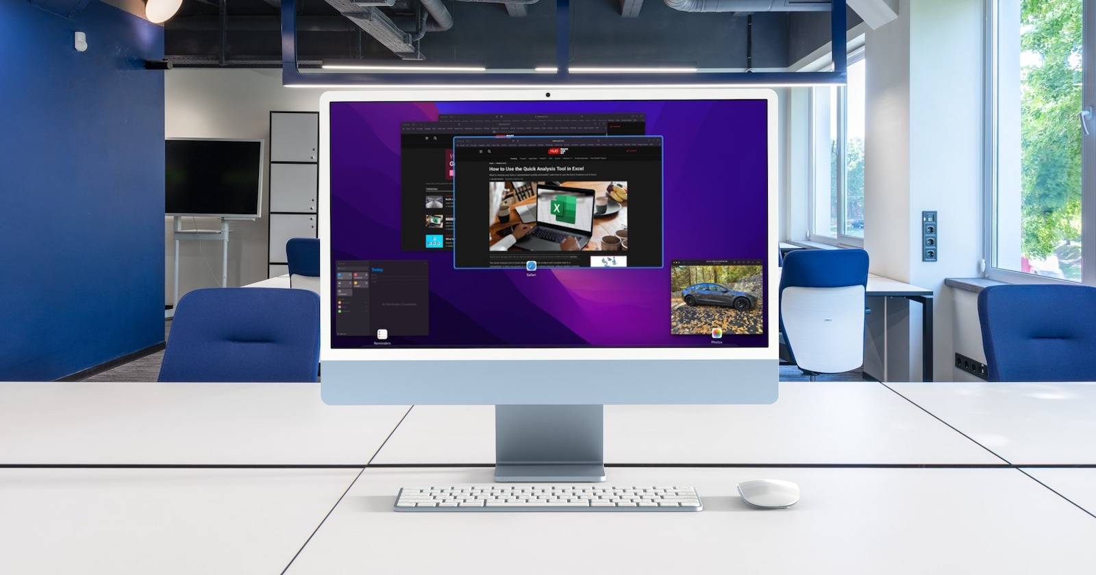 iMac с M1, показывающий Mission Control
