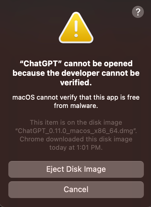 Ошибка: извлечь образ диска (Eject Disk Image)