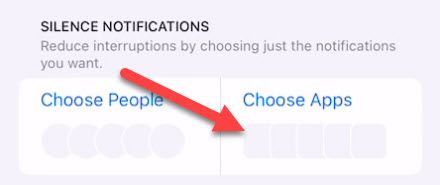 Настройки режима: экран выбора приложений, которые могут прерывать.