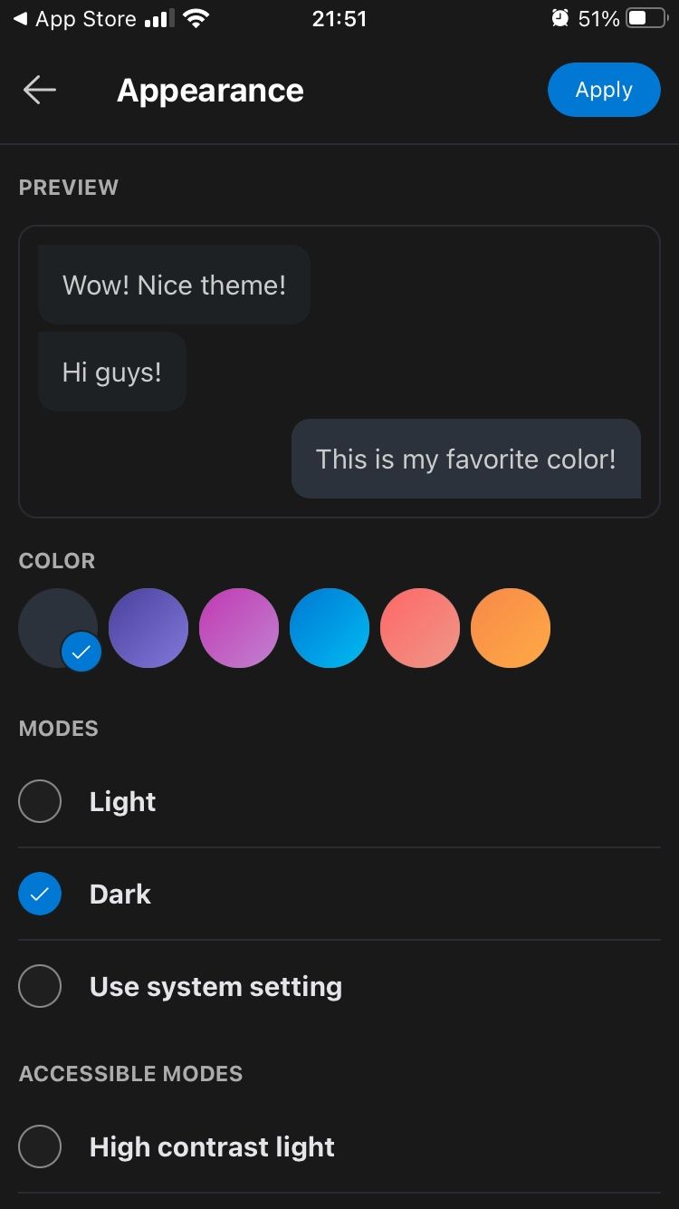 Скриншот страницы внешнего вида Skype на мобильном устройстве