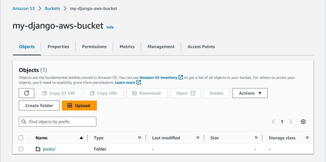 S3 бакет с загруженной папкой