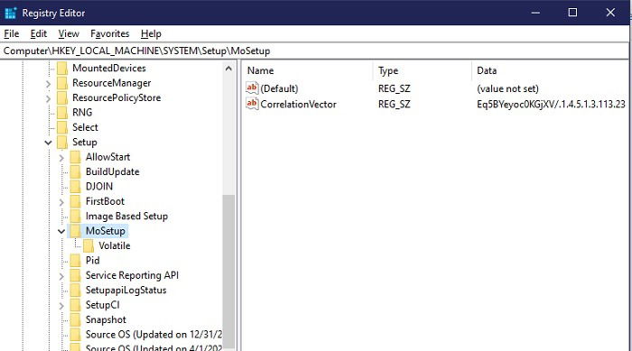 Путь MoSetup в реестре