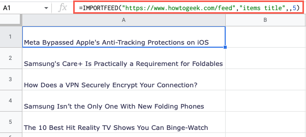 IMPORTFEED с импортом только заголовков