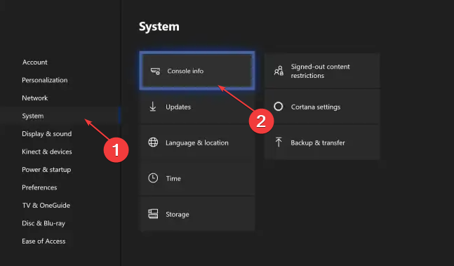 Скриншот раздела «Сведения о консоли»