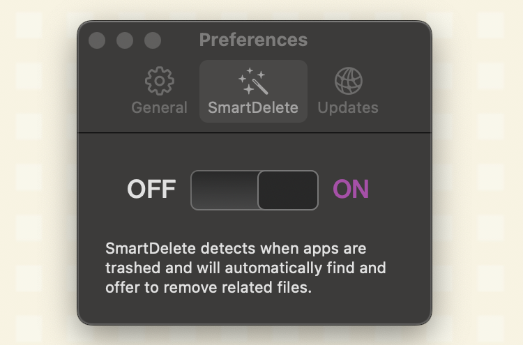 AppCleaner SmartDelete toggle