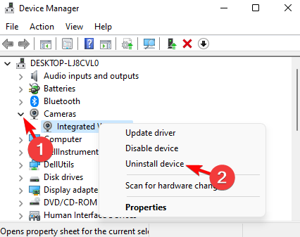Удаление биометрического устройства в Диспетчере