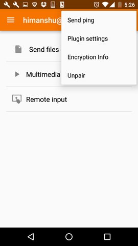 Скриншот мобильного клиента с опцией ping