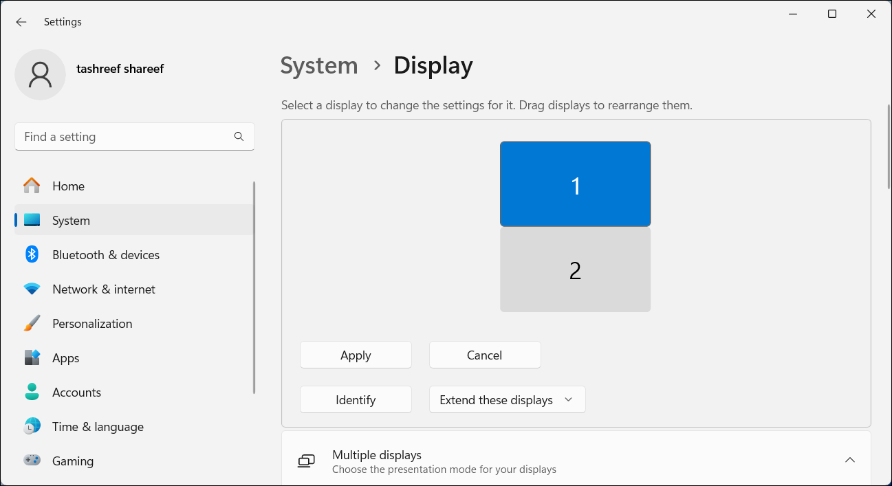 Приложение Параметры Windows с интерфейсом перетаскивания мониторов