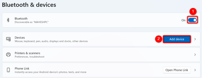 Включите Bluetooth и выберите 