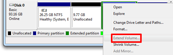 partition windows 7