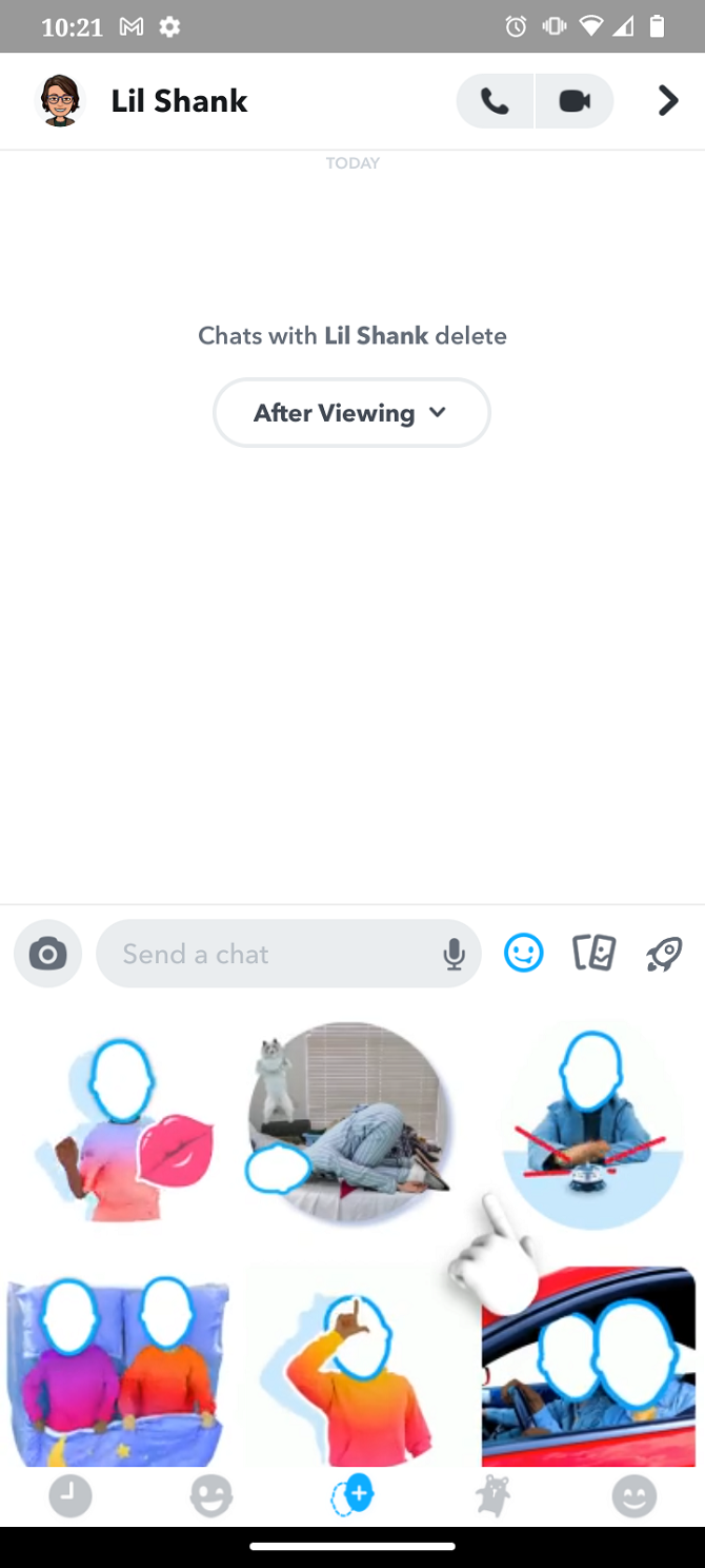 Выбор Cameo в Snapchat