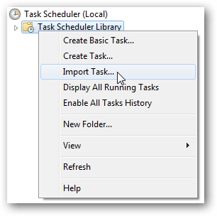 Импорт задачи в Планировщик Windows