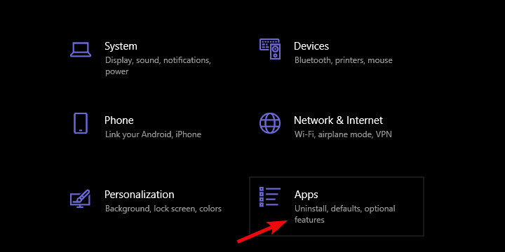 Окно раздела «Приложения» в Windows 10