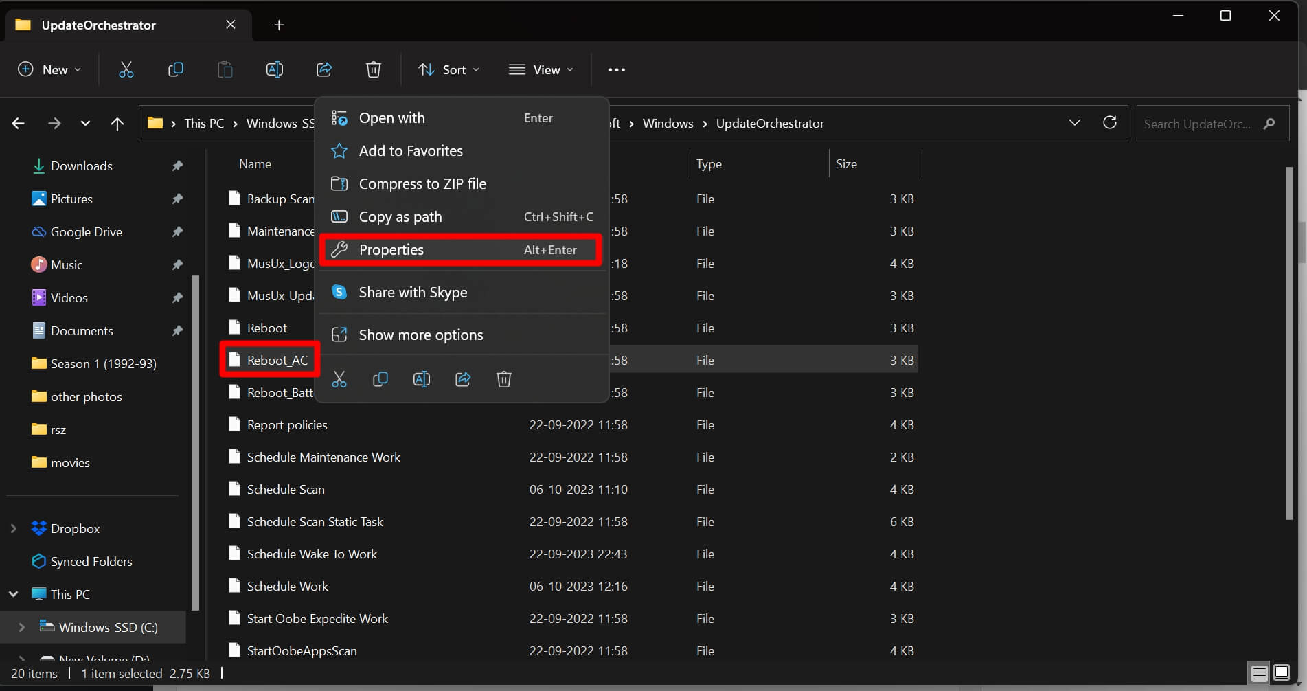 access reboot in file explorer