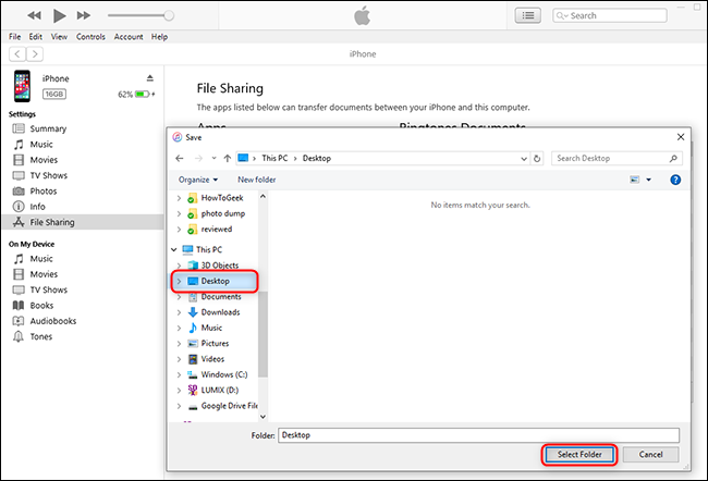Save the ringtone to the desktop