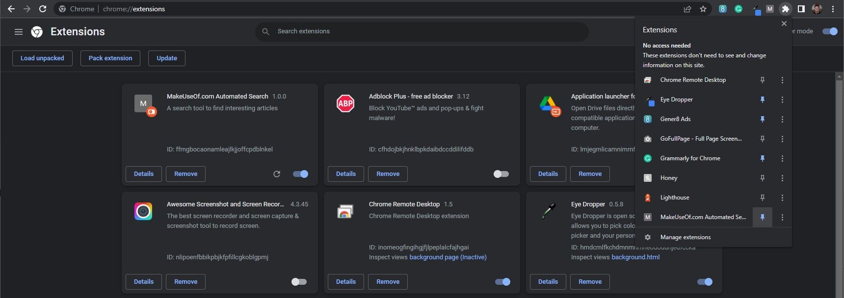 Закрепление расширения на панели инструментов Chrome