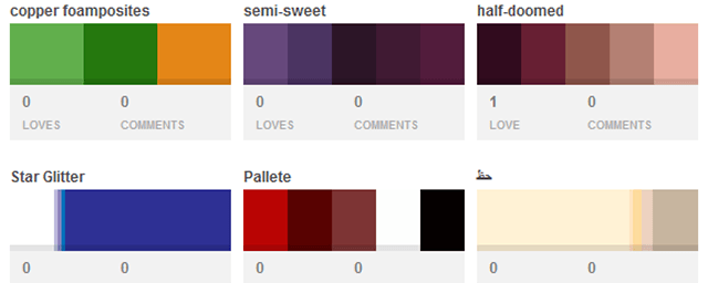 сообщество Colour Lovers с палитрами от пользователей