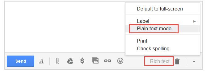 изменить режим простого текста