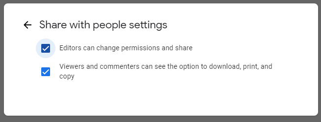 Опции доступа и настройки совместного редактирования