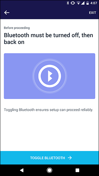 Подсказка отключить и включить Bluetooth для настройки