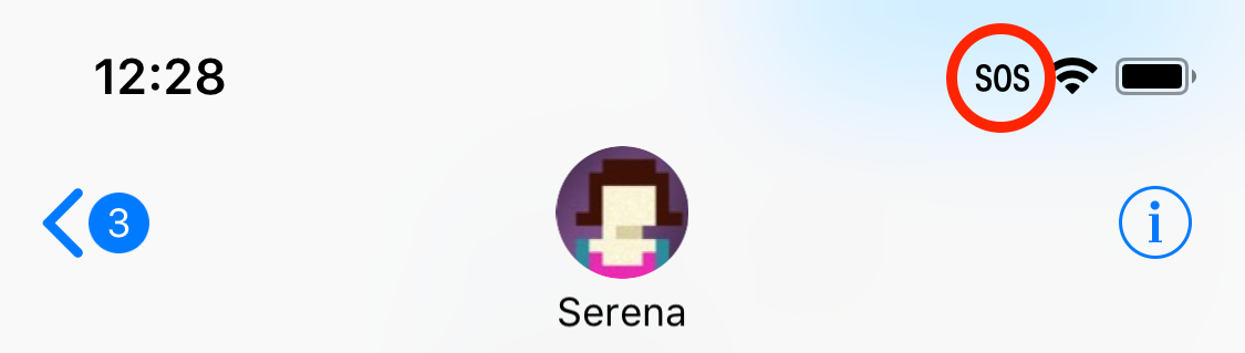 Индикация SOS на экране iPhone.