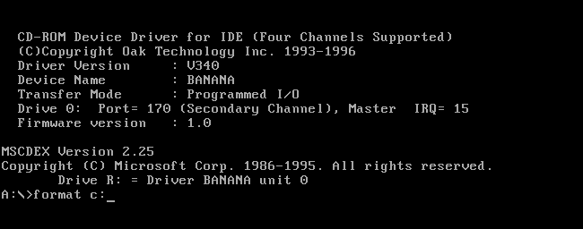Форматирование виртуального диска в DOS