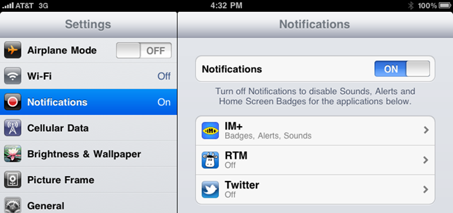 Экран уведомлений в iOS
