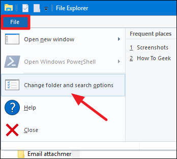 Параметры папок: выпадающий список Открывать Проводник для открыт и выбран Этот компьютер