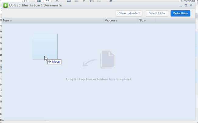 Перетаскивание файла для загрузки в AirDroid