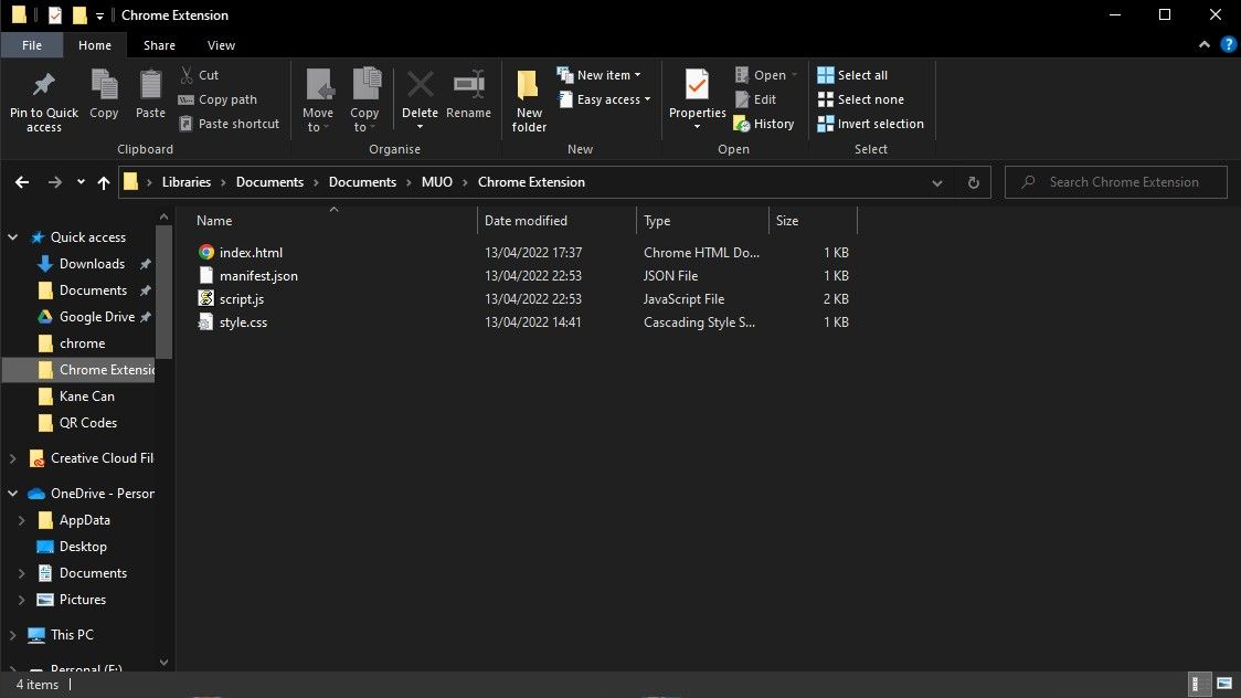 Иллюстрация структуры файлов расширения Chrome