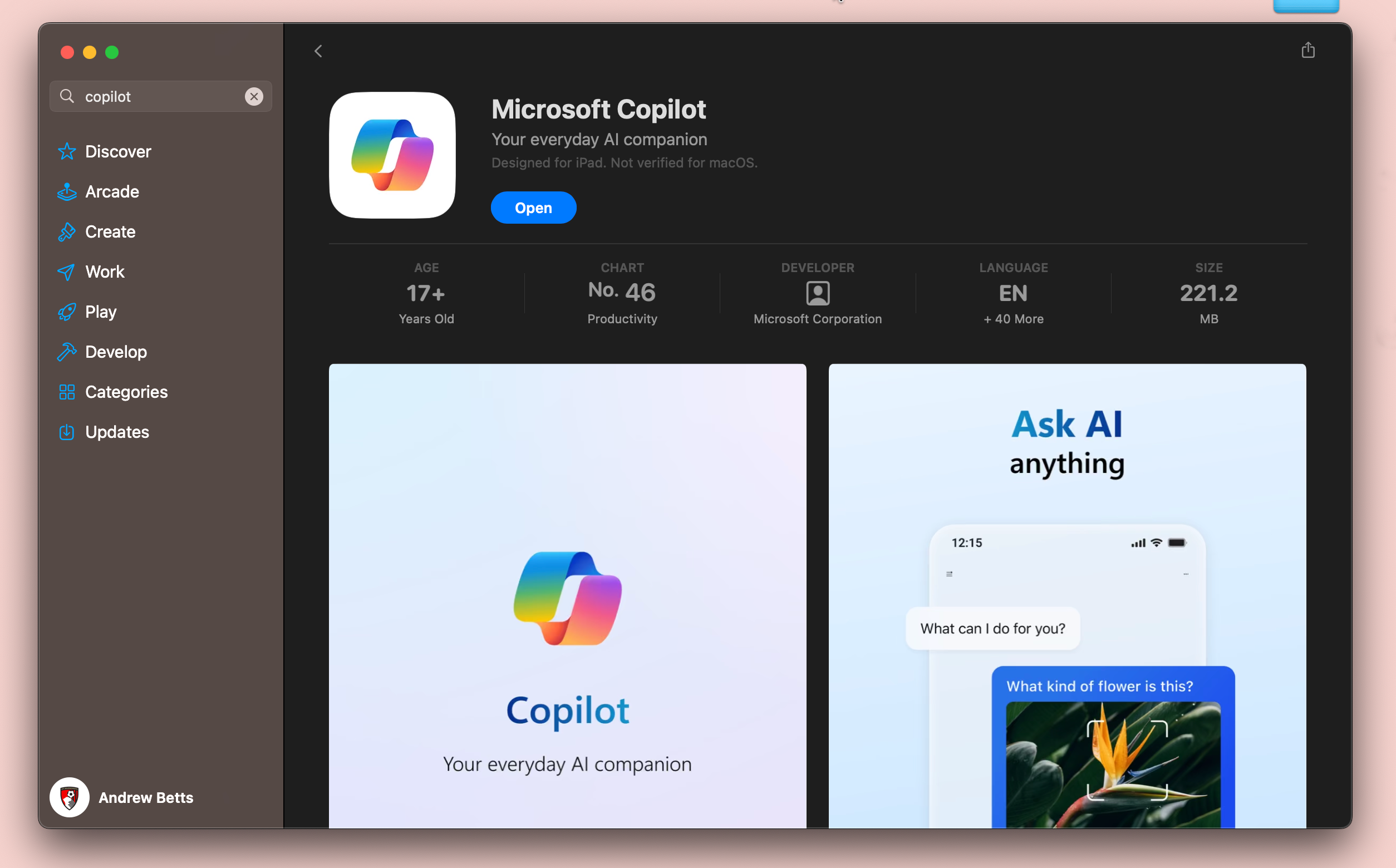 Microsoft Copilot в Mac App Store.