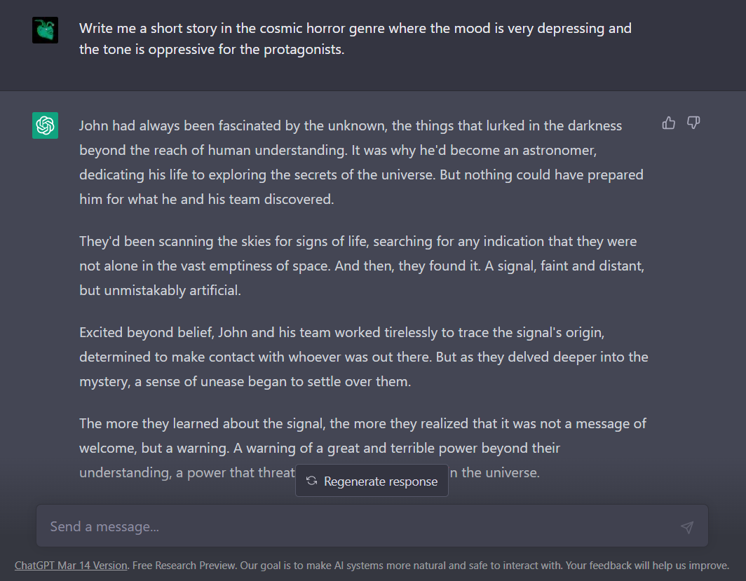 Сцена: слишком общий рассказ из-за слишком простой подсказки.