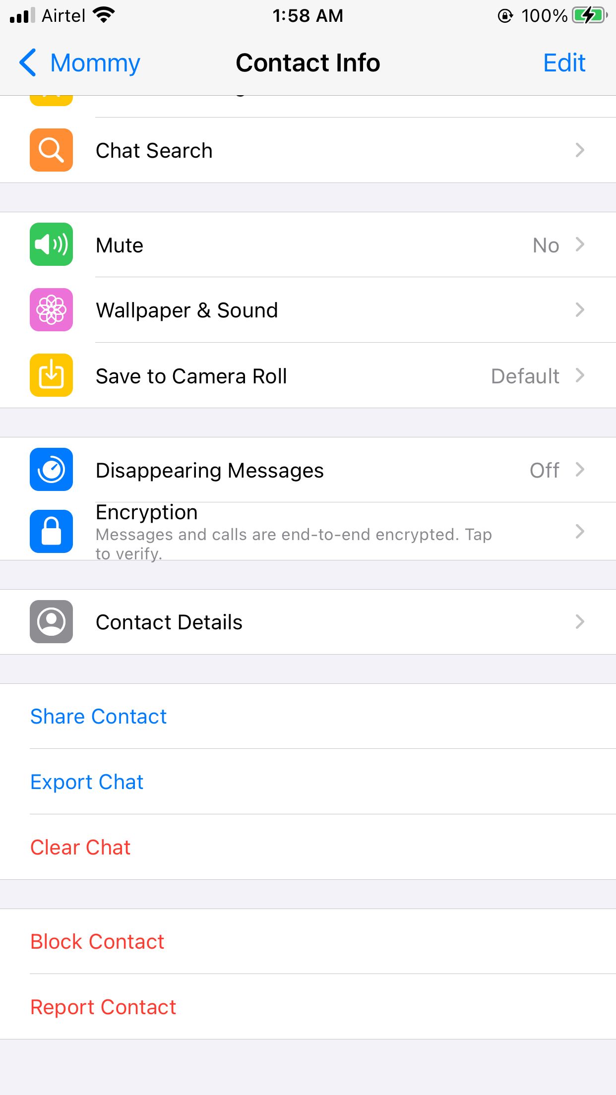Экспорт чата WhatsApp на iPhone