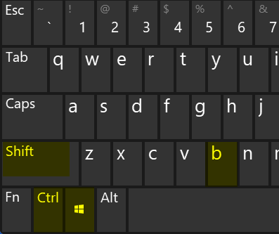 Нажатие сочетания клавиш Windows+Ctrl+Shift+B