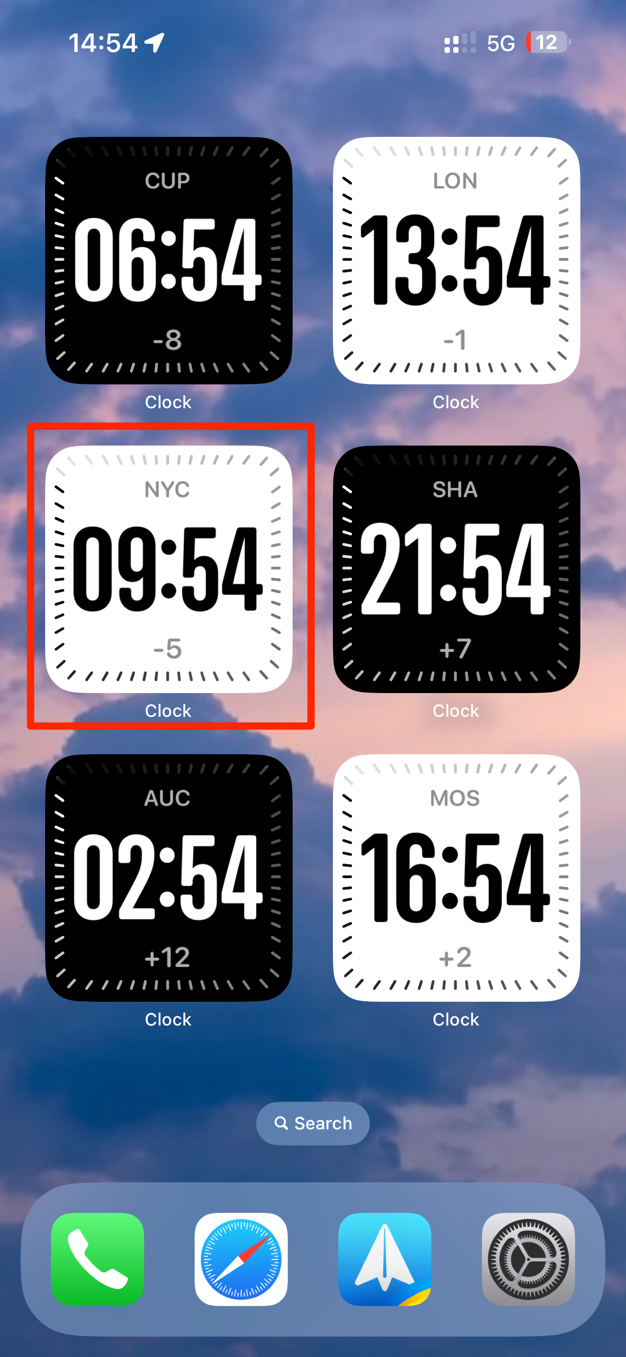 City Digital виджеты на домашнем экране iPhone.