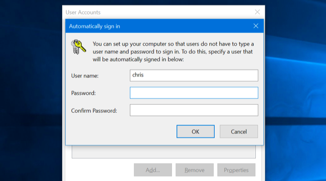 Запрос пароля для автоматического входа