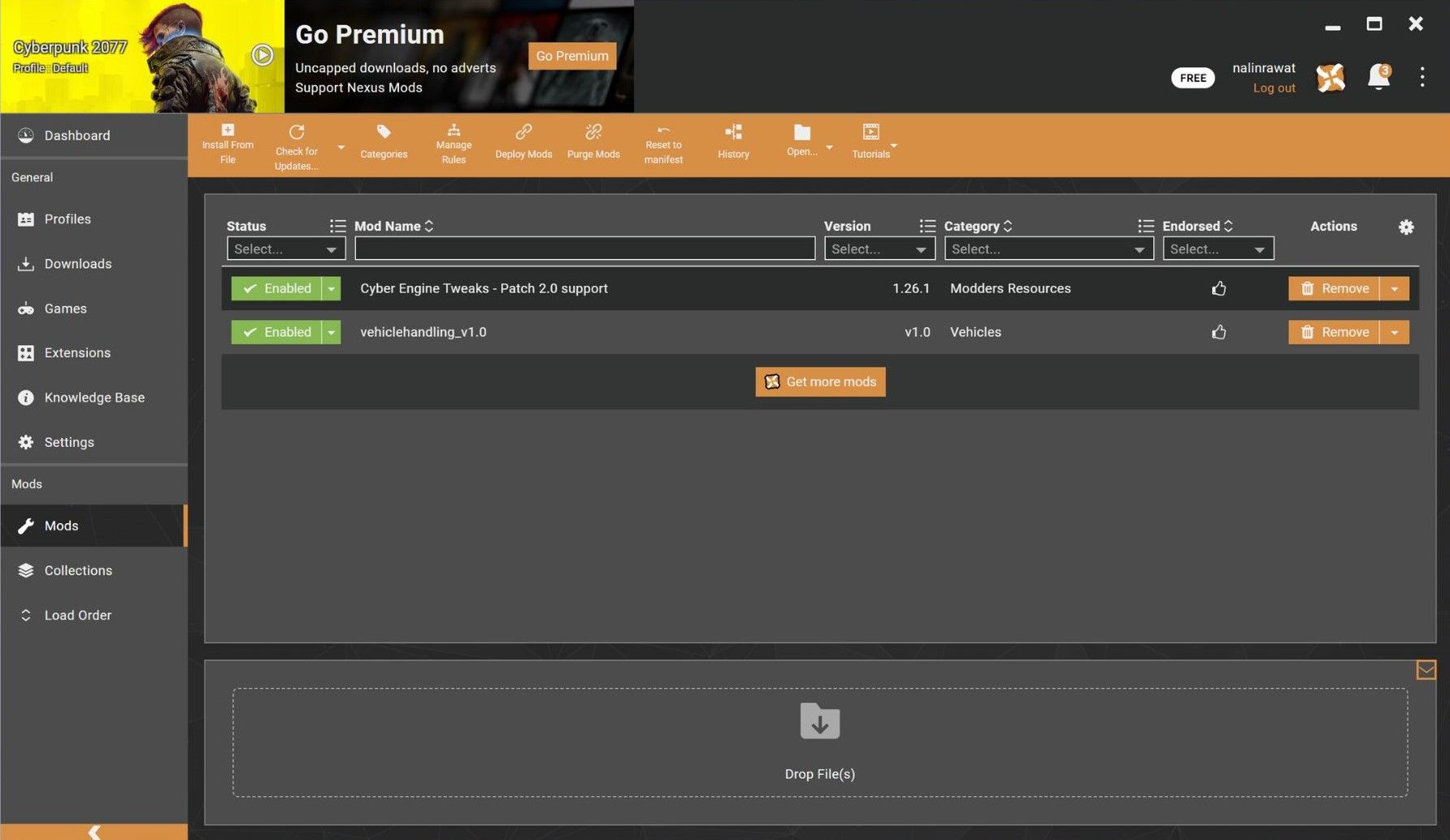 Устанавливайте и включайте моды через Vortex