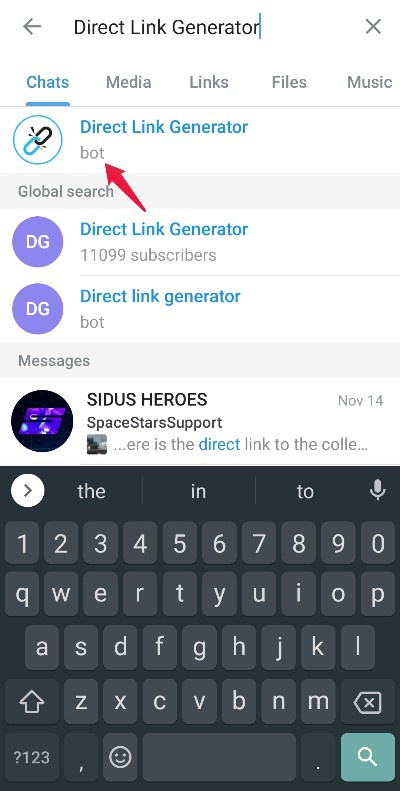Direct Link Generatorの検索例