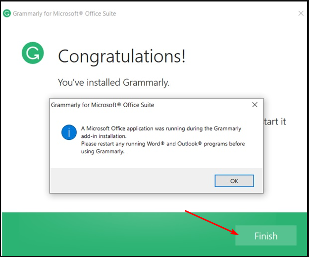 Finestra di completamento dell'installazione