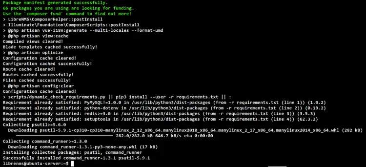 установка LibreNMS завершена